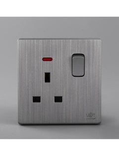 Vooltex 13 amps Piano Style Socket White with Switch Grey  - Image 1