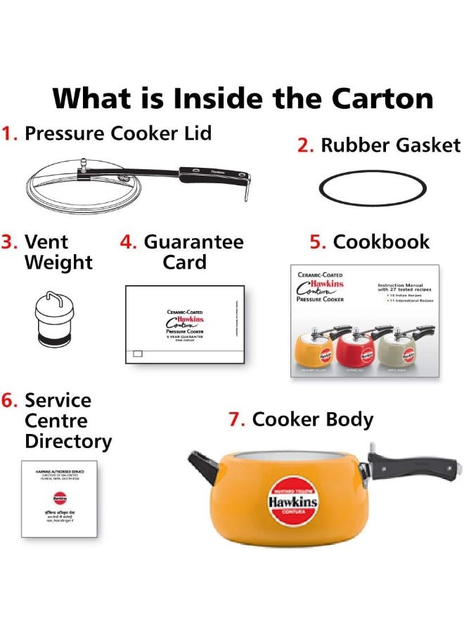 Hawkins 5 Liters Contura Aluminium Ceramic Coated Pressure Cooker,Yellow - Image 5