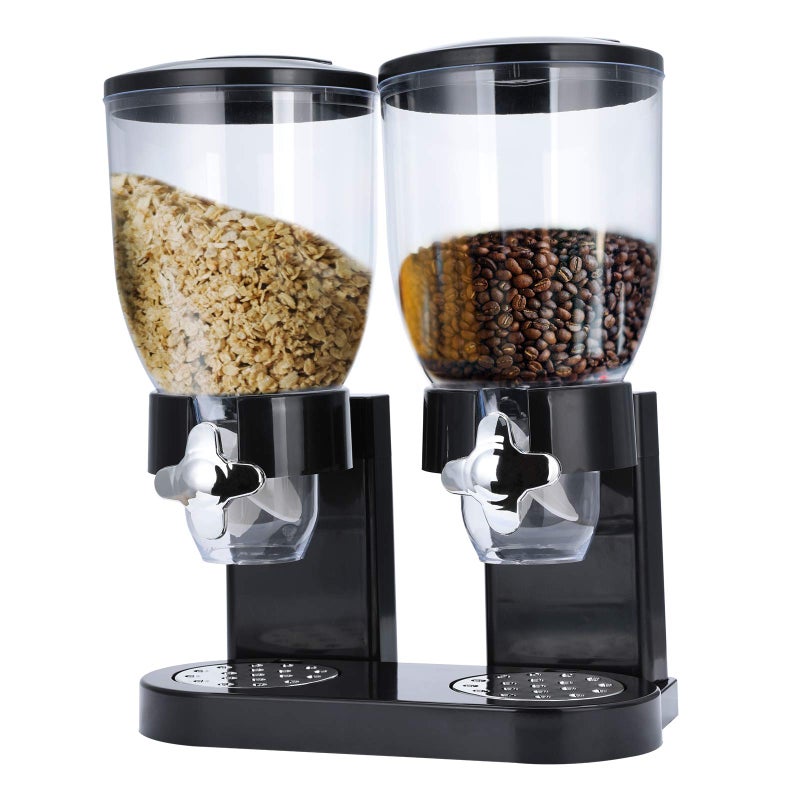 TRUSBER TRUSBER Dual Dry Food Cereal Dispenser Airtight Kitchen Storage Twin Container Dual Controller 