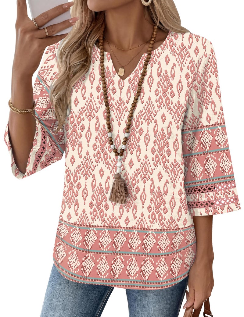 LOMON Spring Tops for Women 2026 3/4 Length Sleeve Womens Tops Boho Clothes for Women Womens Fashion 2026 Boho Clothes - Image 1