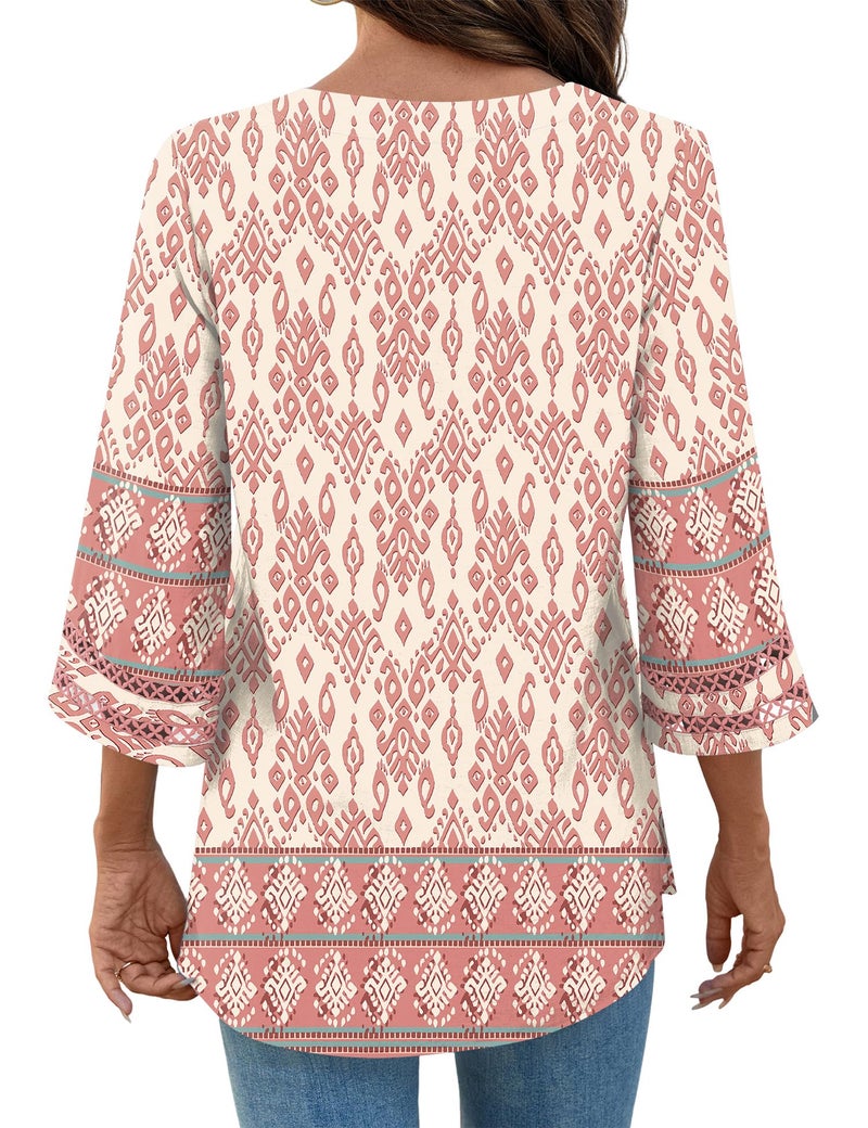 LOMON Spring Tops for Women 2026 3/4 Length Sleeve Womens Tops Boho Clothes for Women Womens Fashion 2026 Boho Clothes - Image 4