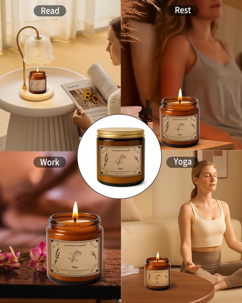 POOTES Sage Candles for Cleansing, 16oz Large Jar White Scented Candle, Over 100 Hours of Burn Time, Ideal for Home Decor and Gift - Image 5
