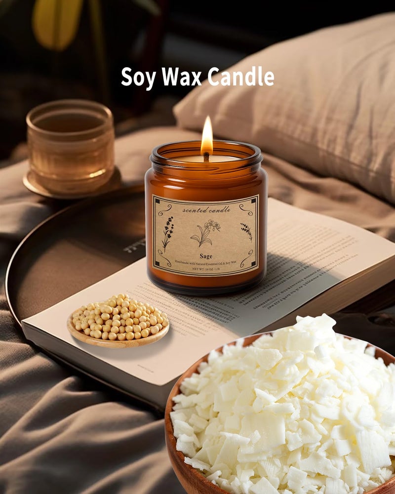 POOTES Sage Candles for Cleansing, 16oz Large Jar White Scented Candle, Over 100 Hours of Burn Time, Ideal for Home Decor and Gift - Image 3