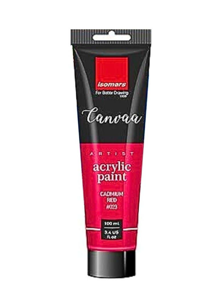 Isomers Canvaa Acrylic Paint 100ml Vibrant Pigmented & Fadeproof Colors - ARTIST SERIES - For Canvas Painting, Scrap Book, Paper Board, Wood & Terracotta Cadium Red - Image 1