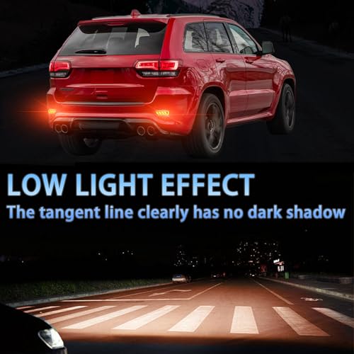 PGTOPONE Red LED Rear Bumper Reflectors Fog Brake Tail Light Sequential Turn Signal Lamps Accessories Compatible with Jeep Grand Cherokee 2012-2021 Compass 2011-2017 Dodge Journey 2011-2017 (RED) - Image 4