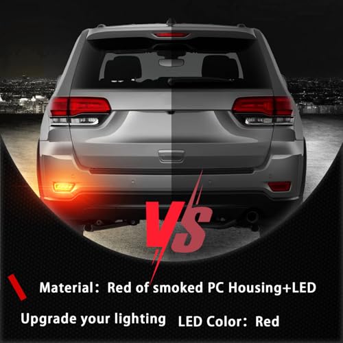 PGTOPONE Red LED Rear Bumper Reflectors Fog Brake Tail Light Sequential Turn Signal Lamps Accessories Compatible with Jeep Grand Cherokee 2012-2021 Compass 2011-2017 Dodge Journey 2011-2017 (RED) - Image 5