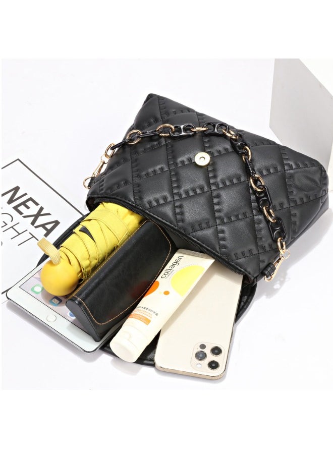 Generic - Women's Leather Shoulder Handbag, Multiple Styles Messenger Crossbody Bag Satchel Tote Bag - Black - Image 1