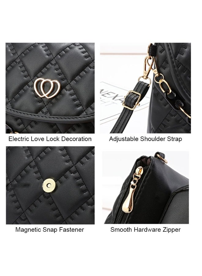 Generic - Women's Leather Shoulder Handbag, Multiple Styles Messenger Crossbody Bag Satchel Tote Bag - Black - Image 1