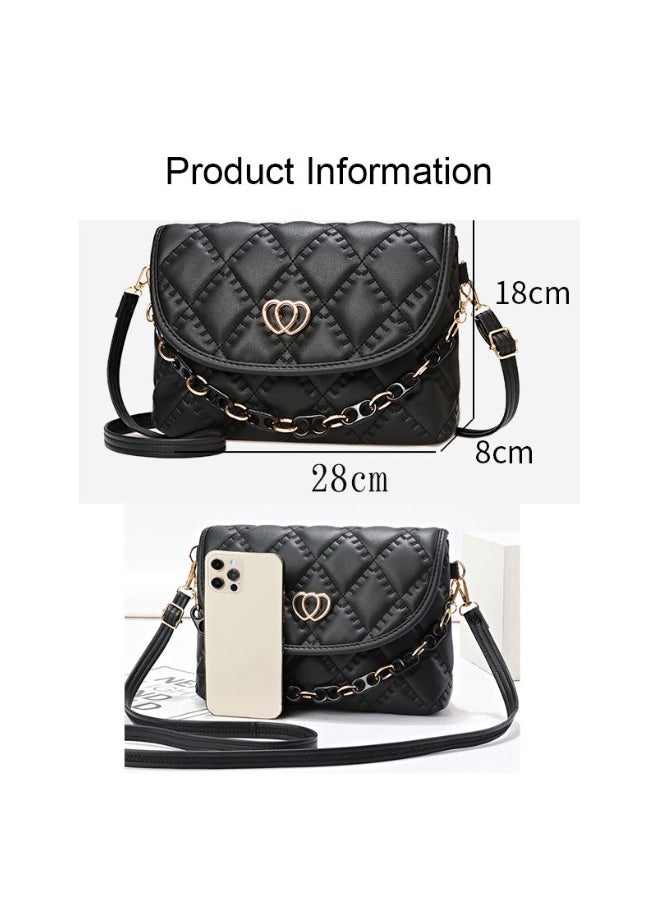 Generic - Women's Leather Shoulder Handbag, Multiple Styles Messenger Crossbody Bag Satchel Tote Bag - Black - Image 1