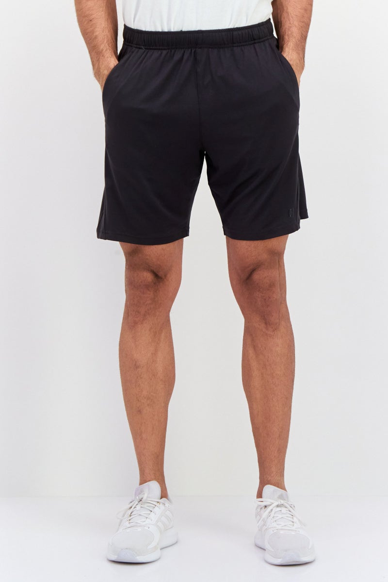 Layer 8 شورتات تدريبية رياضية للرجال، سادة، أسود - Image 1