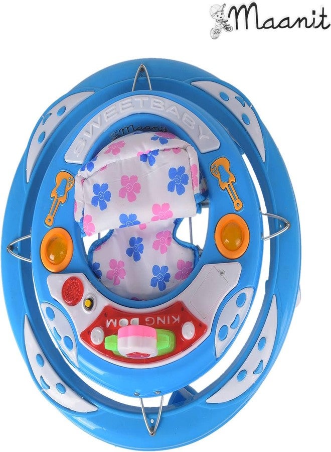 Maanit Musical Baby Walker for 6-24 Months - 6-Wheel Adjustable Foldable Infant Walker with Cushioned Seat, 360° Rotating Wheels - Lightweight Safe Learning Walker for Toddlers (Blue) - Image 4