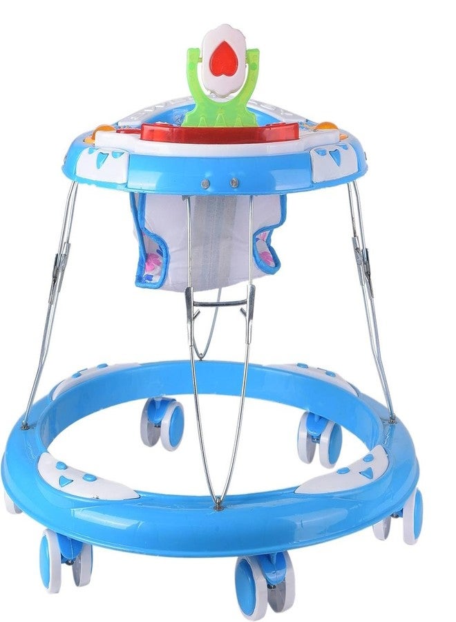 Maanit Musical Baby Walker for 6-24 Months - 6-Wheel Adjustable Foldable Infant Walker with Cushioned Seat, 360° Rotating Wheels - Lightweight Safe Learning Walker for Toddlers (Blue) - Image 1
