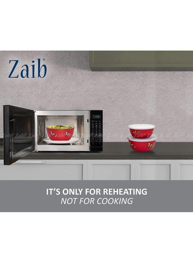 Zaib Stainless Steel Micrwoave Safe Euro Mixing Bowl with lid for kitchen | Food Storage Container (Printed Red Butterfly 3) - Image 5