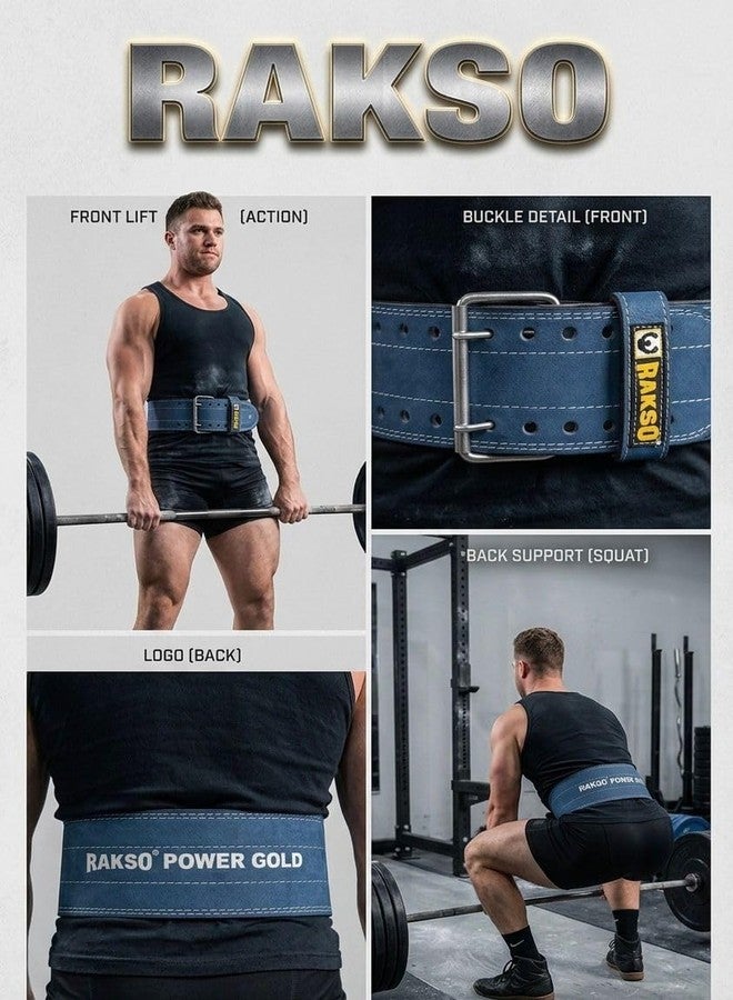 Rakso Power Gold Gym Belt for Men and Women - Lever Deadlift Belt for Workout, Powerlifting, Weight Lifting - Leather Exercise Belt for Back Support (M 42 INCH) - Image 4