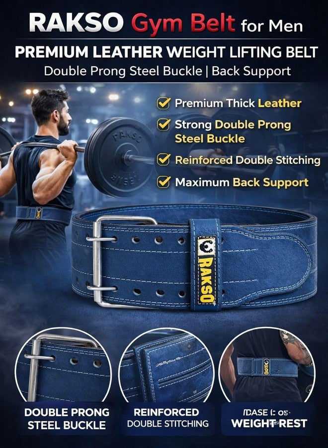 Rakso Power Gold Gym Belt for Men and Women - Lever Deadlift Belt for Workout, Powerlifting, Weight Lifting - Leather Exercise Belt for Back Support (M 42 INCH) - Image 3