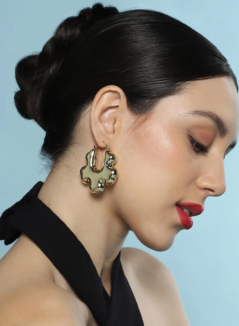 SOHI SOHI Women The Puffer-Bolt Hoop Earrings | California  Colour | One-Size | Metallic Alloy Material | Latch Back Closure | Earrings For Casual & Evening Wear