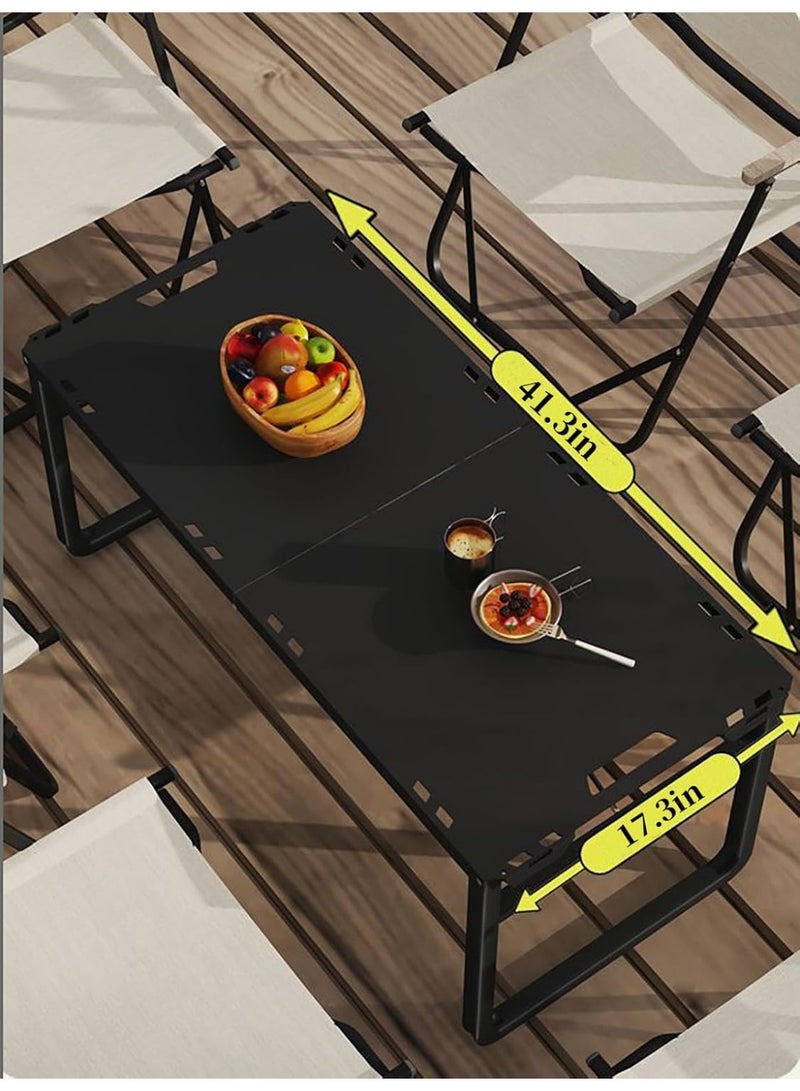 Loquat Compact Height-Adjustable Tactical Folding Table (48–60cm) with Gas Cylinder Lift – Heavy-Duty 80lb Load Capacity, High-Carbon Steel Frame, Portable Outdoor  Camping Table with Storage Bag | Durable 1mm Tabletop + 0.8mm Legs | Foldable Work, BBQ, and Travel Table - Image 3