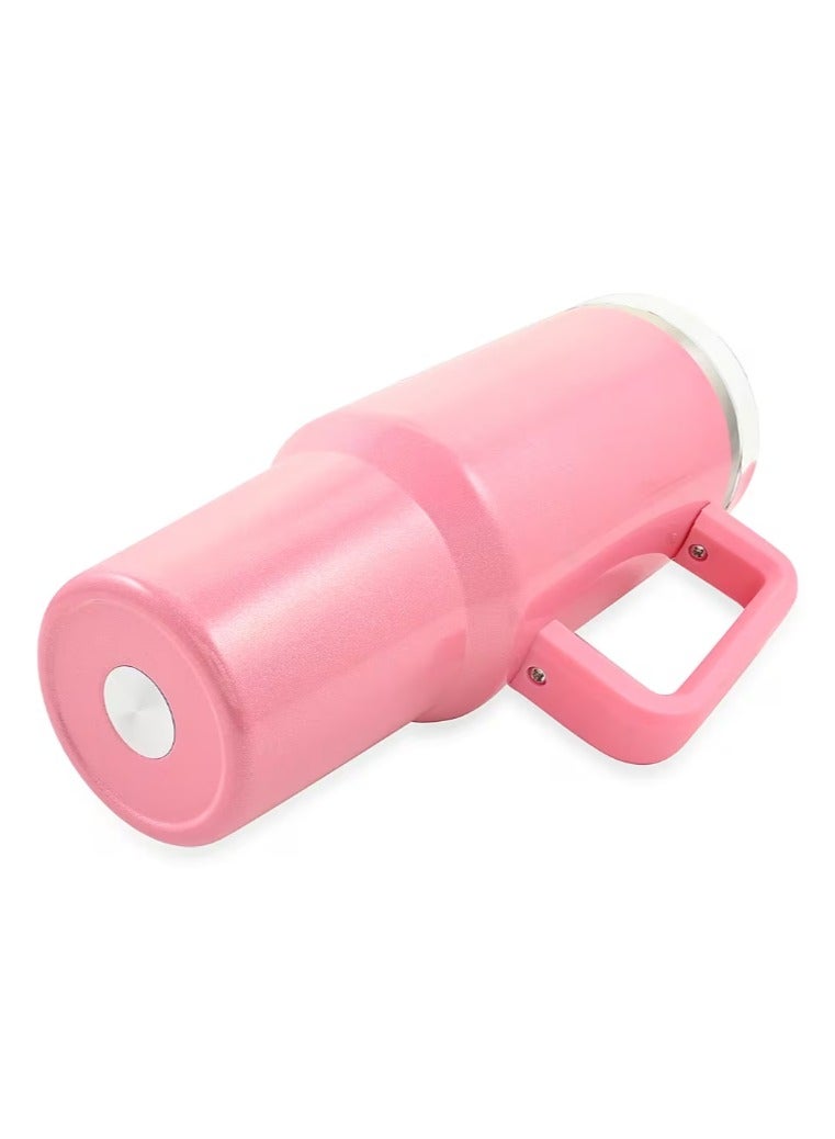 مج حراري مزود بشفاطة ويد وغطاء ، كوب محمول للقهوة بجدار مزدوج معزول بتفريغ الهواء، مصنوع من الفولاذ المقاوم للصدأ للمشروبات الساخنة والباردة ومناسب للسيارة، 1.2 لتر (وردي) - Image 3