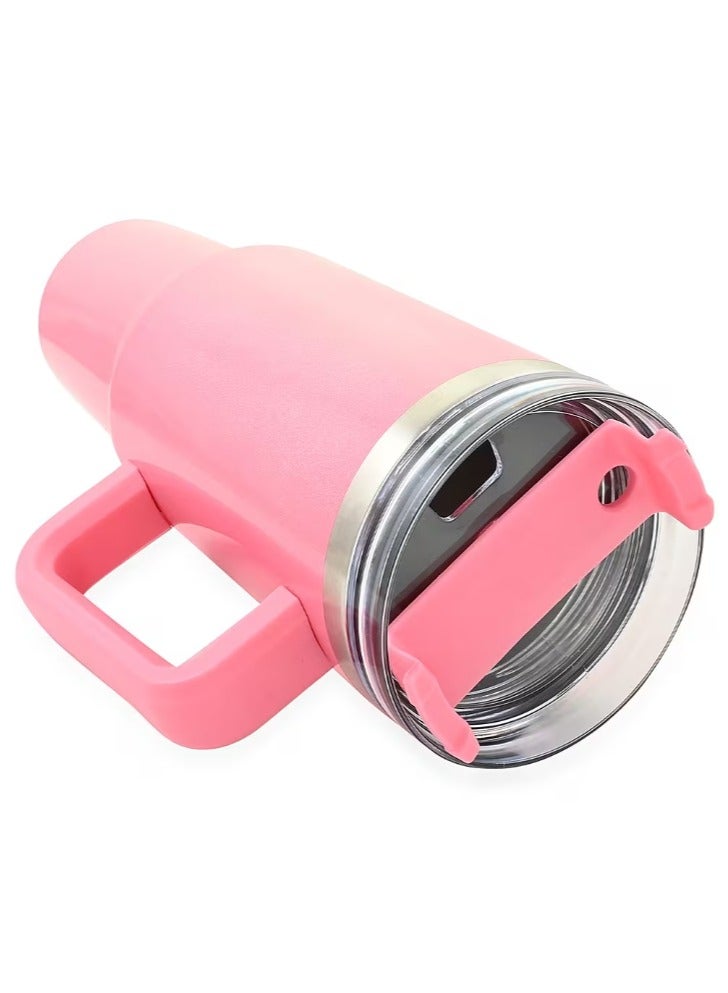 مج حراري مزود بشفاطة ويد وغطاء ، كوب محمول للقهوة بجدار مزدوج معزول بتفريغ الهواء، مصنوع من الفولاذ المقاوم للصدأ للمشروبات الساخنة والباردة ومناسب للسيارة، 1.2 لتر (وردي) - Image 2