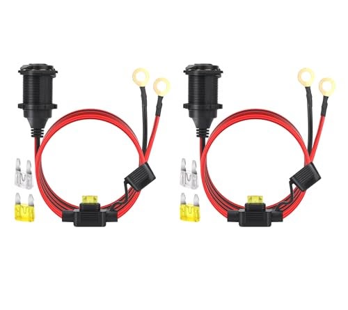 Dongge 4FT 12V24V Fixed Thread Cigarette Lighter Socket Extension Cable with Perforated Terminal Direct Battery Type car Cigarette Lighter Adapter 20A Heavy Duty Cable 2PCS - Image 1