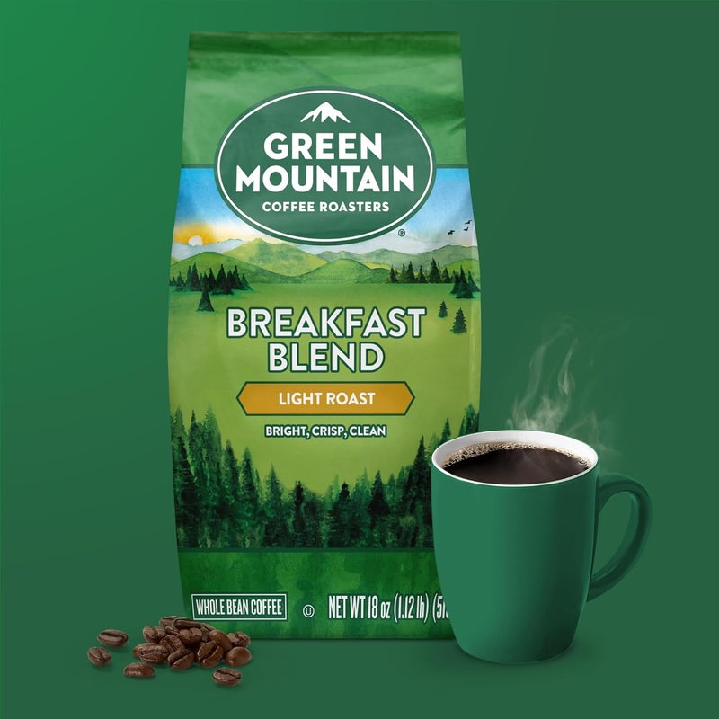 Green Mountain Coffee Roasters Breakfast Blend Whole Bean Coffee, Light Roast, 18 Ounce - Image 3