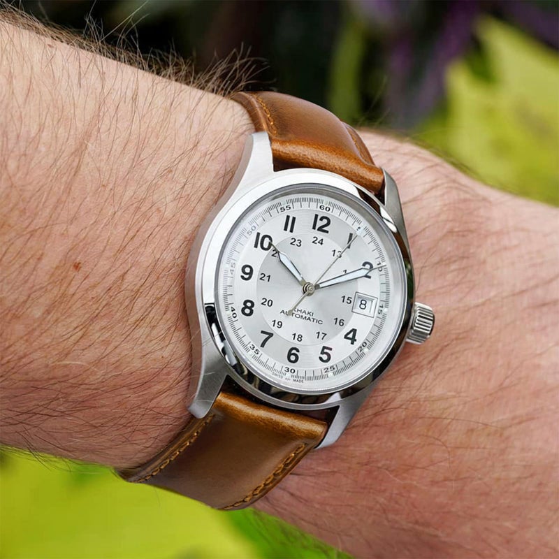 Ritche Quick Release Leather Watch Band 18mm 19mm 20mm 21mm 22mm 23mm 24mm Leather Watch Strap, Toffee Brown & Black, 21mm, Classic - Image 3