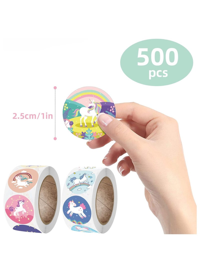 قوس قزح أورينبو 1000 ملصق يونيكورن للأطفال 2.5 سم لاصق ذاتي، ملصقات يونيكورن كيوت لتزيين الأعمال اليدوية، ملصقات للحرف المدرسية، حفلات أعياد الميلاد، زينة الهدايا، 2 لفة بـ 16 تصميم - Image 5