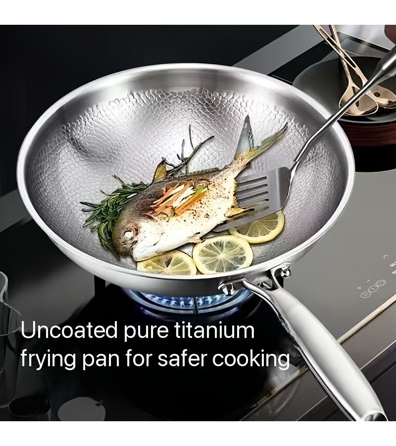 1pc 11.02inch High Grade Stainless Steel Wok Suitable For Gas And Induction Cookers For Fish Vegetables Kitchen Supplies - Image 4
