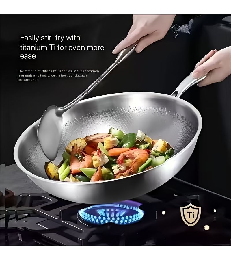 1pc 11.02inch High Grade Stainless Steel Wok Suitable For Gas And Induction Cookers For Fish Vegetables Kitchen Supplies - Image 1