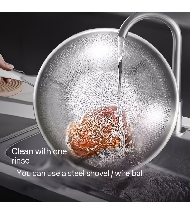 1pc 11.02inch High Grade Stainless Steel Wok Suitable For Gas And Induction Cookers For Fish Vegetables Kitchen Supplies - Image 5