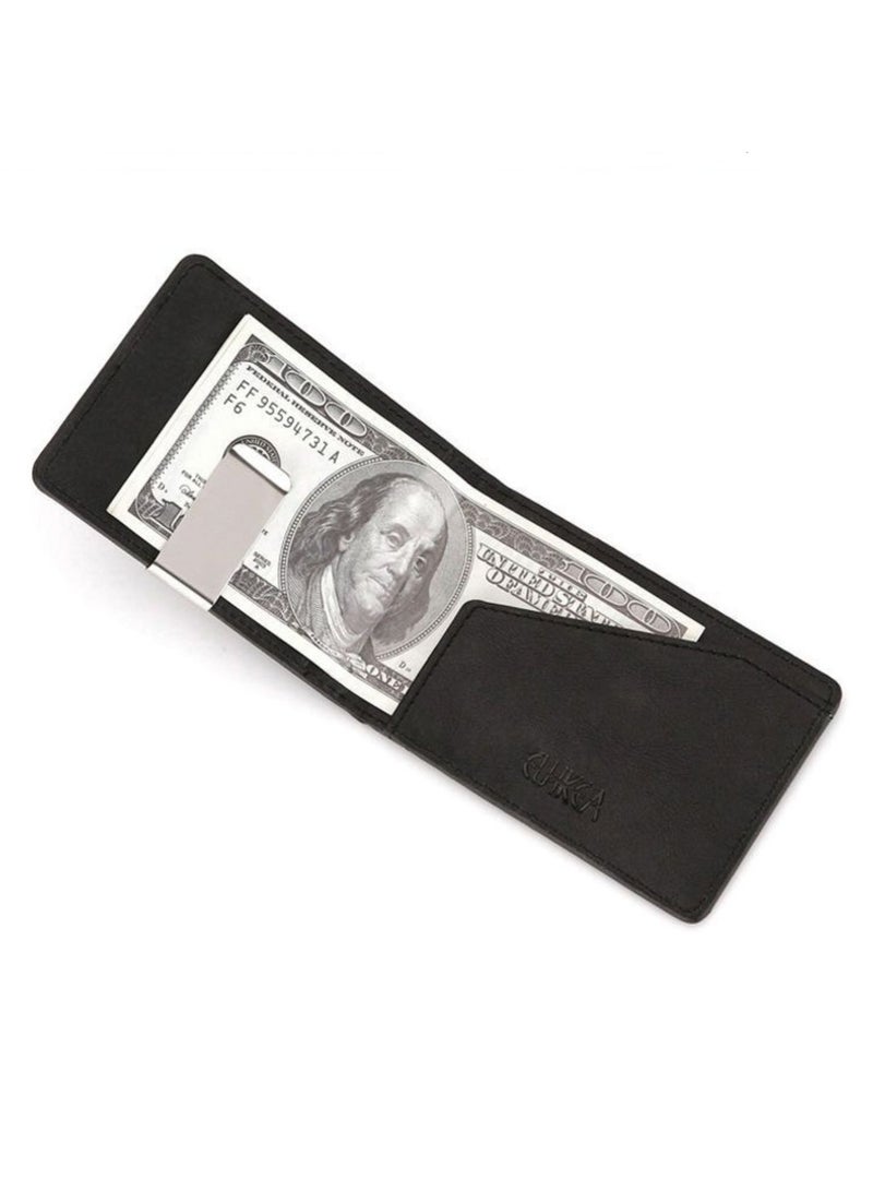 محفظة نقود NOVOLAN بمشبك نقود مريح للرجال من البولي يوريثان، محفظة قصيرة من الفولاذ المقاوم للصدأ مزودة بمشبك دولار، محفظة مضادة للسرقة بتقنية تحديد الهوية بموجات الراديو، فتحات بطاقات متعددة، حجم صغير أنيق وسهل الوصول، فكرة هدية رائعة (بني)