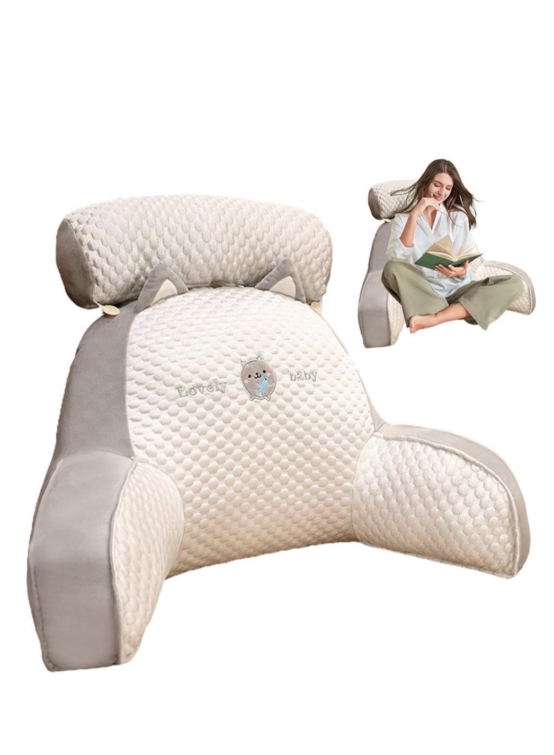 Reading Pillow, Large Size Backrest Pillow Breathable Back Pillow with Removeable and Washable, Bed Rest Pillow with Arm and Back Support Lumbar Cushion for Watching TV Reading and Working On Laptop ﻿  - Image 1