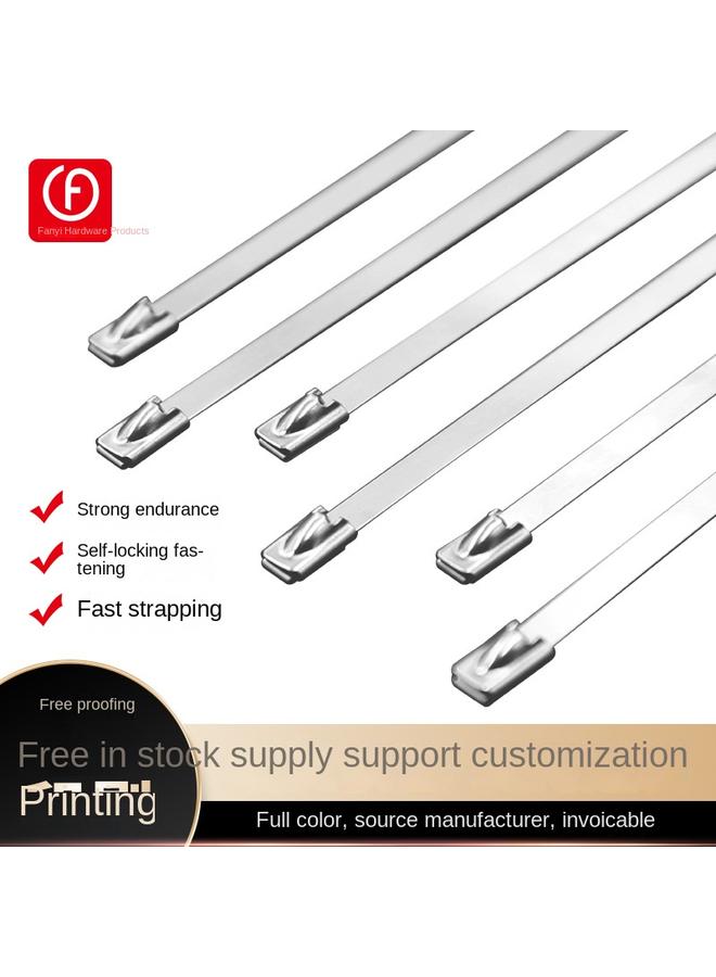 Bluejw 304 Stainless Steel Cable Tie 4.6 Wide Metal Steel Wire High Temperature Resistant Outdoor Binding Steel Cable Tie Fixed Binding With Binding  - Image 2