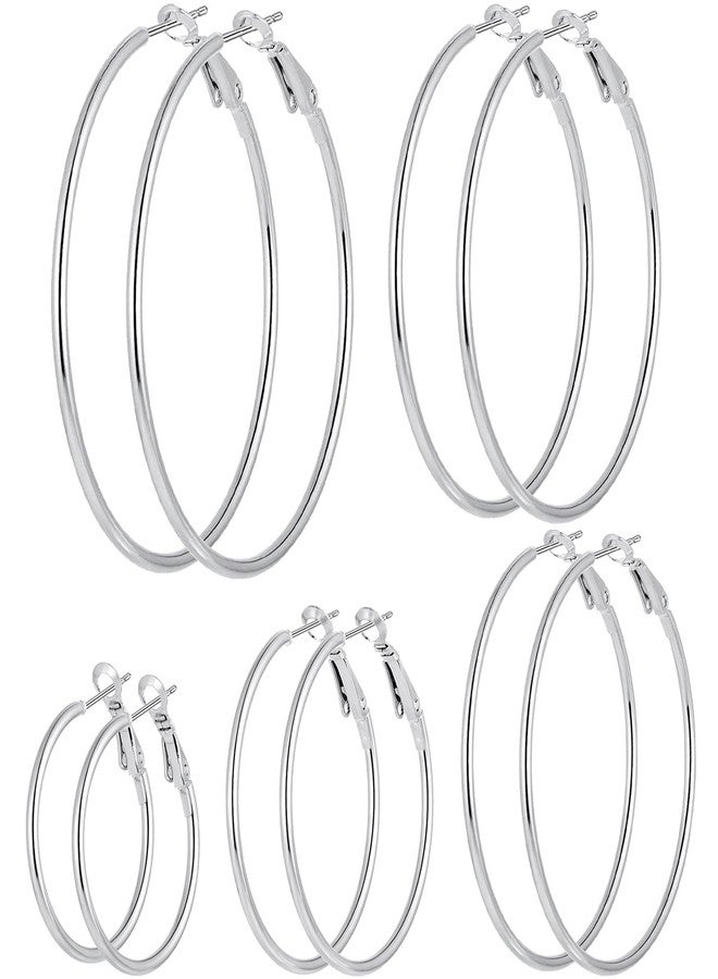 Cuicanstar Gold Silver Plated Hoop Earrings for Women Hypoallergenic Stainless Steel Gold Hoops Earrings Lightweight Large Small Hoop Earrings Set, 30mm 40mm 50mm 60mm 70mm, Stainless Steel, No Gemstone - Image 1