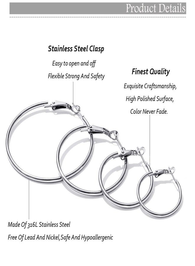 Cuicanstar Gold Silver Plated Hoop Earrings for Women Hypoallergenic Stainless Steel Gold Hoops Earrings Lightweight Large Small Hoop Earrings Set, 30mm 40mm 50mm 60mm 70mm, Stainless Steel, No Gemstone - Image 5