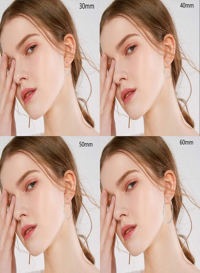 Cuicanstar Gold Silver Plated Hoop Earrings for Women Hypoallergenic Stainless Steel Gold Hoops Earrings Lightweight Large Small Hoop Earrings Set, 30mm 40mm 50mm 60mm 70mm, Stainless Steel, No Gemstone - Image 2