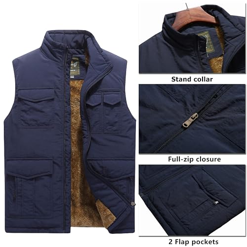 Vcansion Mens Outerwear Lightweight Padding Puffer Vest Winter Warm Gilet Khaki US XL/Asian 5XL - Image 2