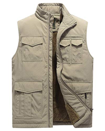 Vcansion Mens Outerwear Lightweight Padding Puffer Vest Winter Warm Gilet Khaki US XL/Asian 5XL - Image 1