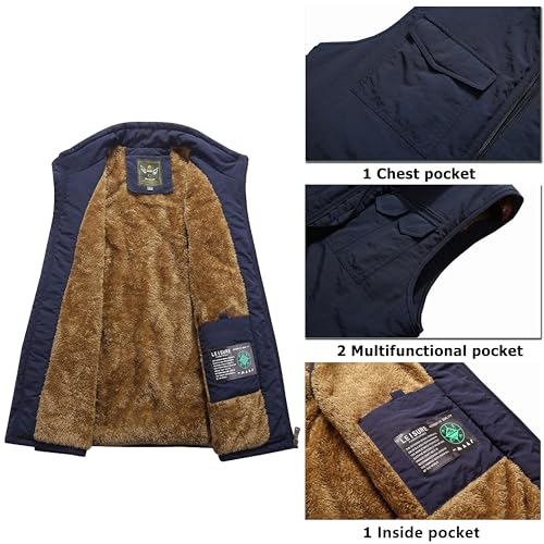 Vcansion Mens Outerwear Lightweight Padding Puffer Vest Winter Warm Gilet Khaki US XL/Asian 5XL - Image 3