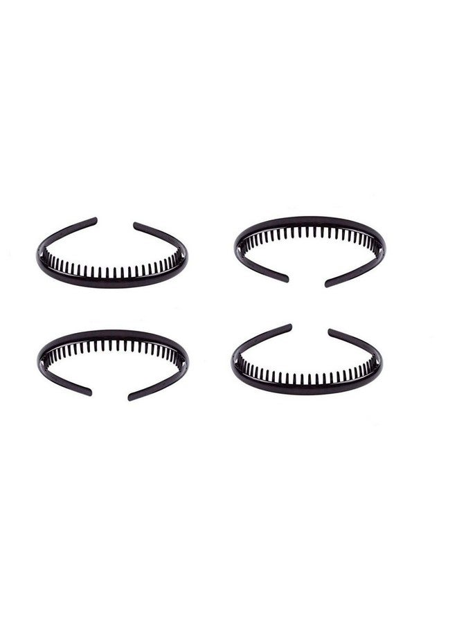 DMtse Set Of 4 Fashion Plastic Headband Teeth Comb Hairband Hair Hoop Accessory Black For Women Men - Image 1