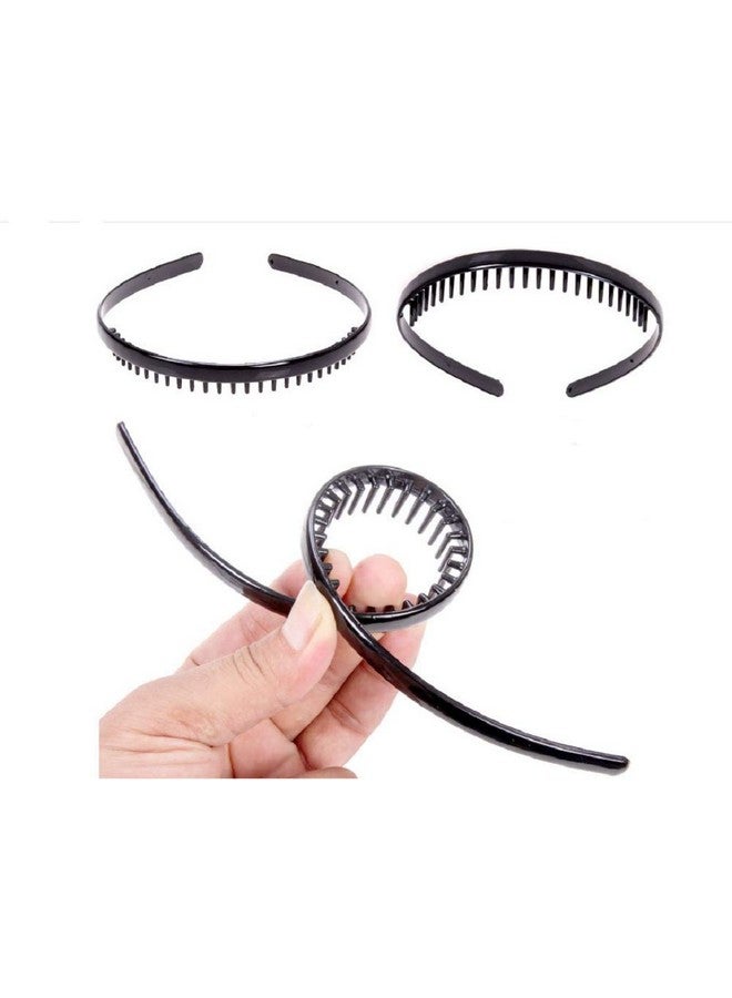 DMtse Set Of 4 Fashion Plastic Headband Teeth Comb Hairband Hair Hoop Accessory Black For Women Men - Image 3