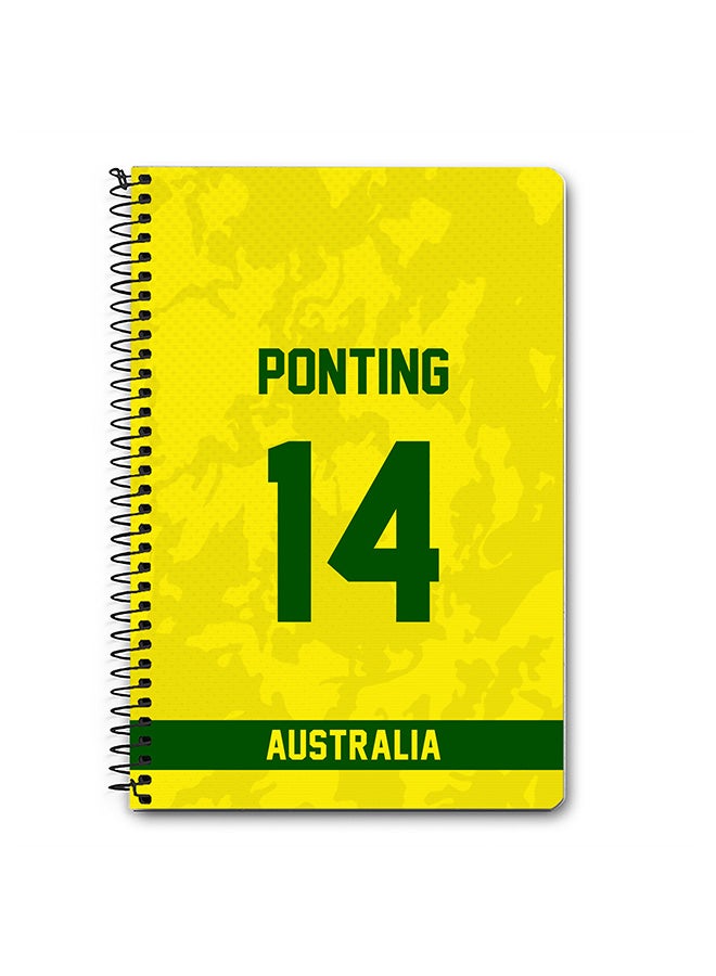 Stylizedd Designer A5 Spiral Notebook Memo Notepad Journal Player - Ricky Ponting, Jersey Number -14 - Image 1