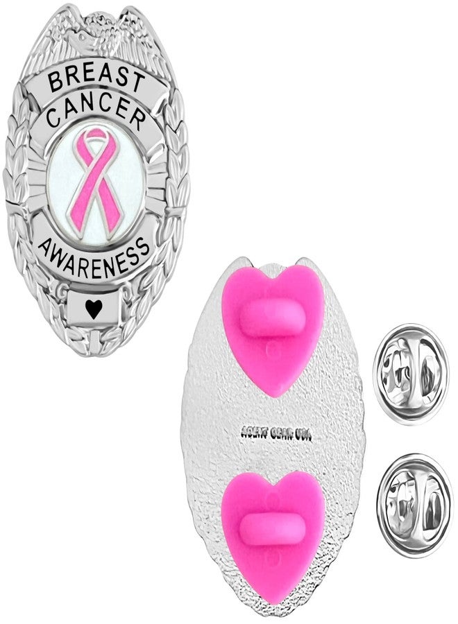 Agent Gear USA Breast Cancer Awareness Ribbon Pin - Police Style Metal Badge - Fight - Hope - Faith - Image 1