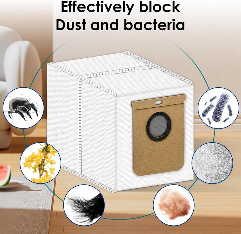 BRUVISH (12 Pack) L50 L60 Hybrid Dust Bags Replacement Compatible With eufy L60/ L60 Hybrid/ L60 SES/ L50 SES/ L50 Series Self Empty Station, Robot Vacuum Bags, Filter Bags, Disposable Canister Bags - Image 2