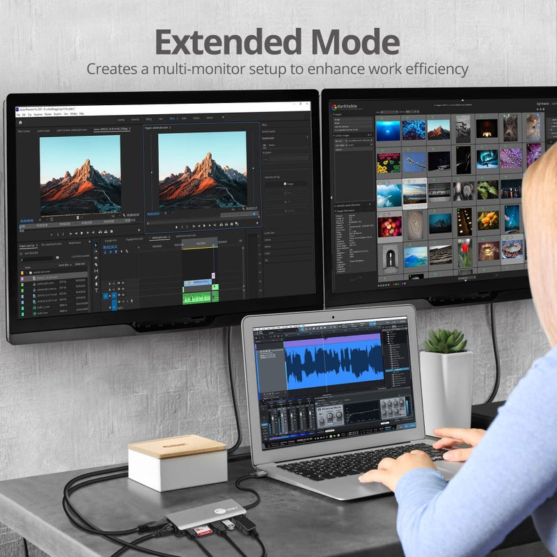SIIG USB-C MST Hub with 4K@30Hz HDMI or DisplayPort, 1080p Dual Display, 100W Power Delivery Charging, 1 Gbps Ethernet, USB-C and 2X USB 3.1 Gen1 Type-A Data Ports, SD Card Slot (JU-DK0F11-S1) - Image 4