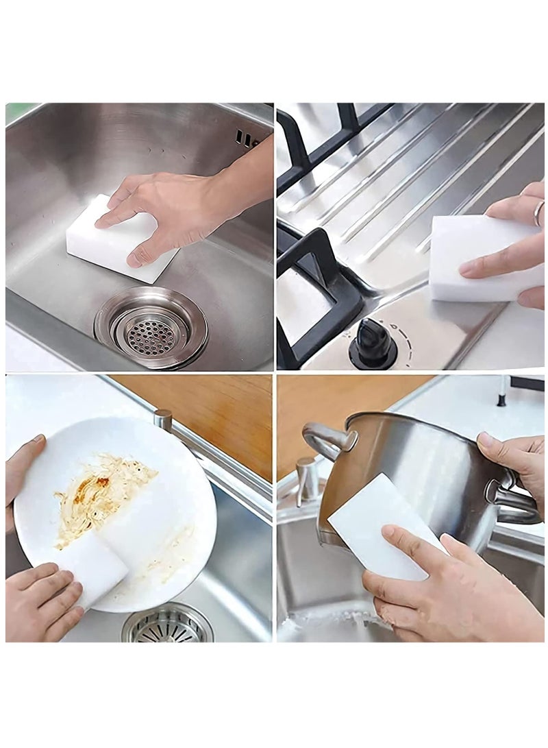 SOLARAE Magic Sponge Eraser,100 Pack Add Water Melamine Sponge Foam, Extra Large Multi-Surface Household Cleaning Non-Scratch Scrub Sponge Pads for Kitchen, Car, Sink, Shoe, Bathtub Cleaning Sponge - Image 4