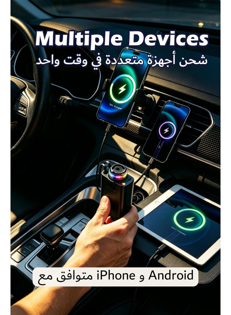 شاحن سيارة 4-in-1 بقدرة 120W PD، محول شحن سريع للسيارة مع ناشر روائح عطرية وضوء نجمي، شاحن متعدد الأجهزة، تحكم ذكي في درجة الحرارة، متوافق مع آيفون وأندرويد والأجهزة اللوحية لداخل السيارة - Image 4