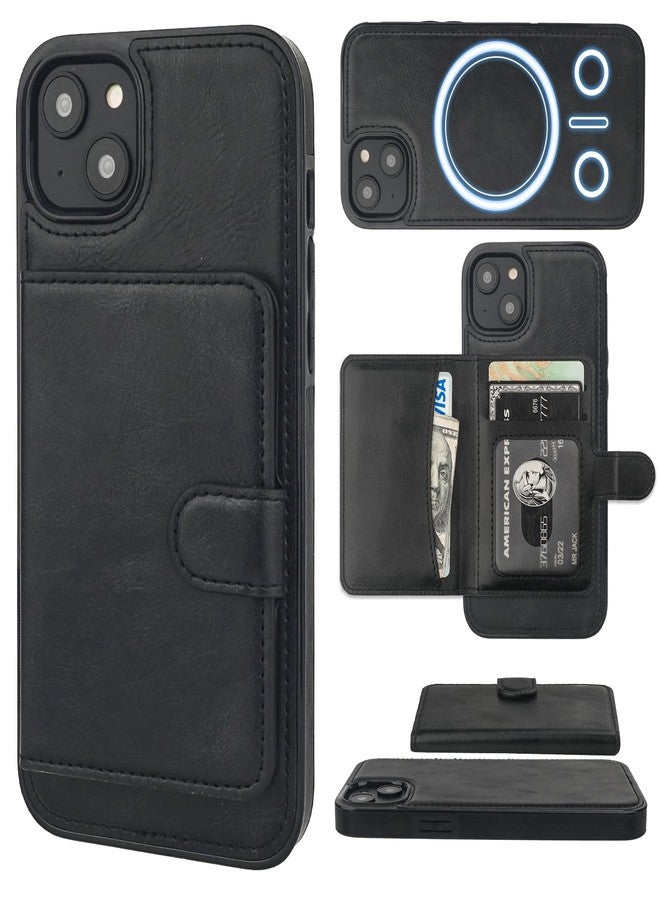 Bocasal Wallet Case for iPhone 14 Plus Compatible with MagSafe Magnetic RFID Blocking Detachable Premium PU Leather Flip Case with Card Slots Holder Kickstand Wireless Charging 6.7 Inch (Black) - Image 1