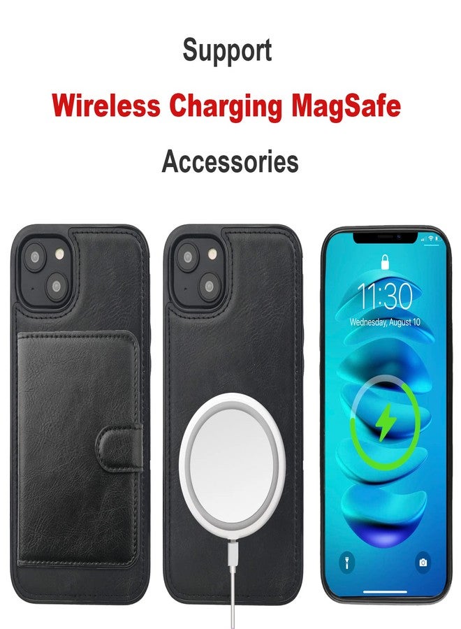 Bocasal Wallet Case for iPhone 14 Plus Compatible with MagSafe Magnetic RFID Blocking Detachable Premium PU Leather Flip Case with Card Slots Holder Kickstand Wireless Charging 6.7 Inch (Black) - Image 4