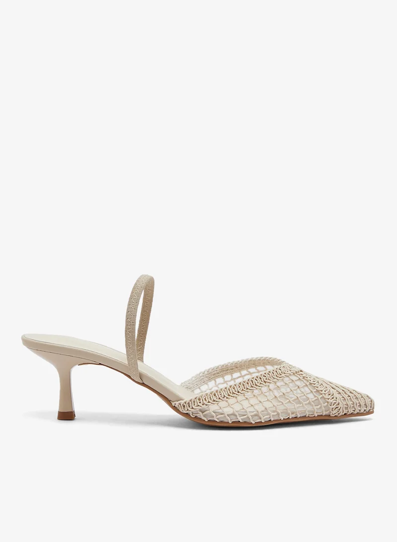 ELLA Lace Detail Strap Mid Heel Pumps